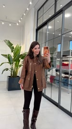 Mumlu Doku Marka Model Ceket Camel