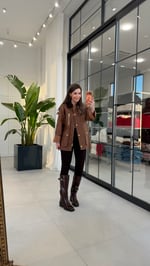 Mumlu Doku Marka Model Ceket Camel