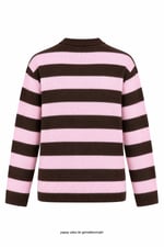 Nevwa Geniş Çizgili Triko Pembe