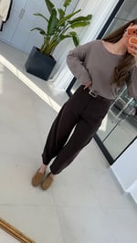 Notte Kemerli Pantolon Acı Kahve