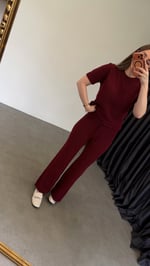 Nowfel Std Dokulu Triko Takım Bordo