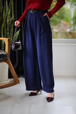 Omcha Kemerli Pantolon Lacivert