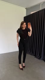 Önü Fleto Cepli Skinny Jean Füme