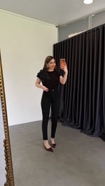 Önü Fleto Cepli Skinny Jean Füme