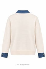 Out Manşetleri Denim Triko Krem