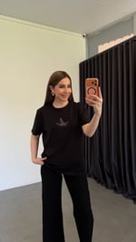 Passaro Bird Taşlı T-shirt Siyah