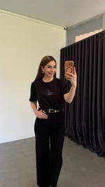 Passaro Bird Taşlı T-shirt Siyah