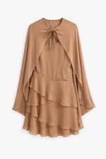 Pelerinli Elbise Camel