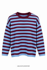 Pinterestt Style Çizgili Bluz Bordo