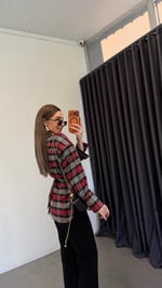 Plaid Bağcıklı Vatkalı Gömlek Kırmızı