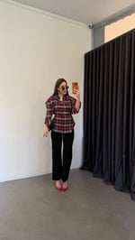 Plaid Bağcıklı Vatkalı Gömlek Kırmızı