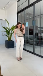 Raw Cream Kemerli Mom Fit Jean Krem