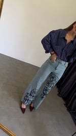 Roseleg İşlemeli Jean Mavi