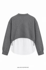 Ross Çiçek Aplikeli Sweatshirt Gri