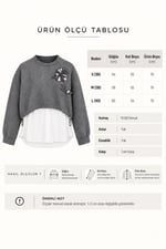 Ross Çiçek Aplikeli Sweatshirt Gri