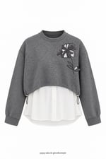 Ross Çiçek Aplikeli Sweatshirt Gri