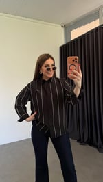 Royas Lsc Çizgili Gömlek Antrasit