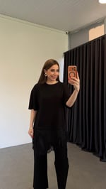 Saten Dantel Detaylı Bluz Siyah