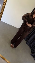 Saten Kemerli Pantolon Acı Kahve