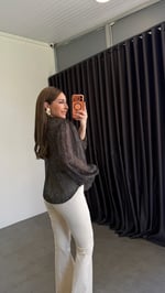 Sdea Bağcıkları Boncuklu Bluz Yeşil
