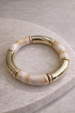Segmentli Cuff Gold Bileklik Beyaz