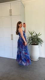 Şifon İp Askılı Elbise Mavi