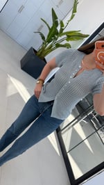 Sık Örgü Mini Düğmeli Triko Hırka Bluz Mavi