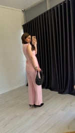 Siyah Düğmeli Takım Pembe