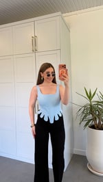 Soleil Parça Detaylı Bluz Mavi