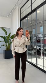 Süet Doku Premium Ceket Bej