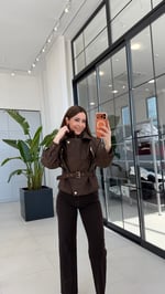 Süet Doku Premium Ceket Kahverengi
