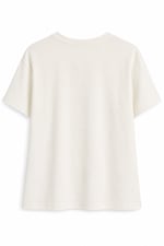Taş Yırtmaçlı Basic T-shirt Ekru