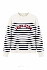 Tm Jeans Çizgili Triko Ekru