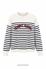 Tm Jeans Çizgili Triko Ekru