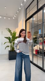 Tm Jeans Çizgili Triko Ekru