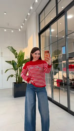 Tm Jeans Çizgili Triko Kırmızı