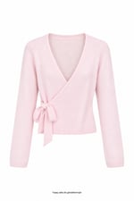 Toz Pembe Bağlamalı Triko