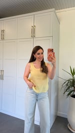U Yaka Taşlı Bluz Sarı