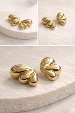 Üçlü Görünümlü Küpe Gold