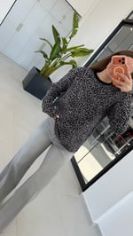 Uzun Kollu Leopa Bluz Gri