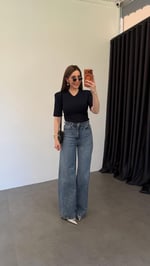V Yaka Vatkalı Modal Bodysuit Lacivert