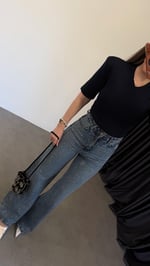 V Yaka Vatkalı Modal Bodysuit Lacivert