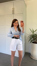 Vina Hasır Kemerli Şort Beyaz