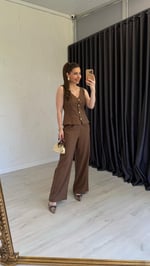 Waistcoat Takım Kahverengi