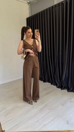Waistcoat Takım Kahverengi