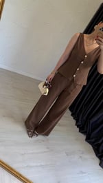 Waistcoat Takım Kahverengi
