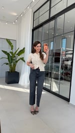 Yan Şerit Dantelli Triko Krem