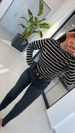 Yeni Sezon Çizgili Lcs Bluz Siyah