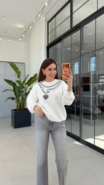 Zincirli Sweatshirt Ekru