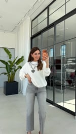 Zincirli Sweatshirt Ekru